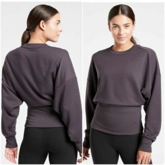 Athleta Potrero Sweatshirt Shale XXS Gray Relaxed Fit Crewneck ~ NEW!! - Picture 1 of 14